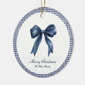 Traditionele blauwe knoop kerst keramisch ornament (Links)