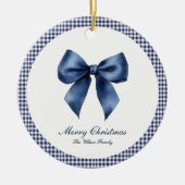 Traditionele blauwe knoop kerst keramisch ornament (Voorkant)