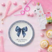 Traditionele blauwe knoop kerst papieren bordje (Feest)