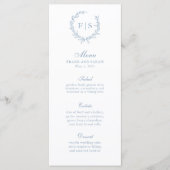 Traditionele Blauwe Krans Monogram Menu (Voorkant)