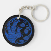 Traditionele blauwe Phoenix Cirkel op zwart Sleutelhanger (Achterkant)