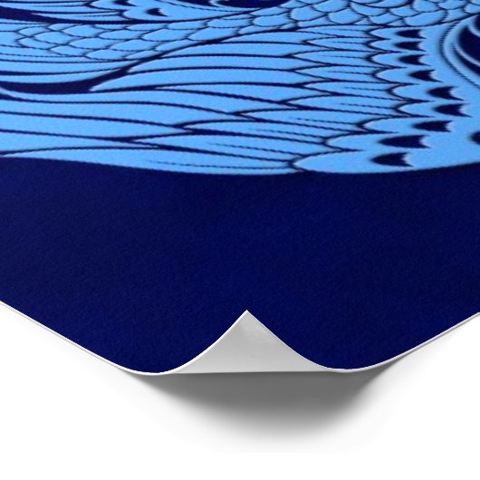 Traditionele blauwe Phoenix Cirkel Poster (Hoek)