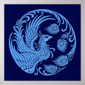 Traditionele blauwe Phoenix Cirkel Poster (Voorkant)