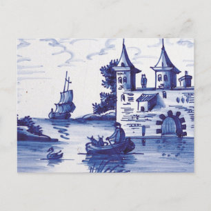 Traditionele blauwe tegel in Nederland Briefkaart