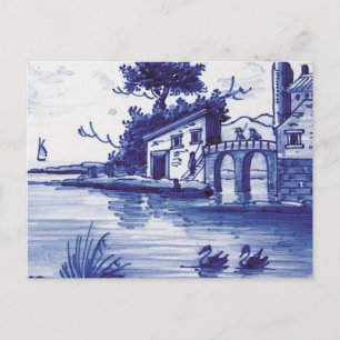 Traditionele blauwe tegel in Nederland Briefkaart