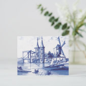 Traditionele blauwe tegel in Nederland Briefkaart (Staand voorkant)