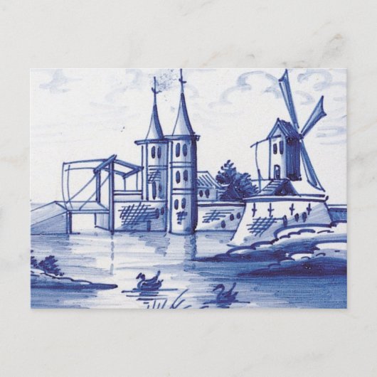 Traditionele blauwe tegel in Nederland Briefkaart (Voorkant)