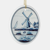 Traditionele blauwe tegel in Nederland Keramisch Ornament (Rechts)