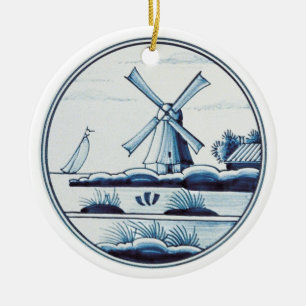 Traditionele blauwe tegel in Nederland Keramisch Ornament
