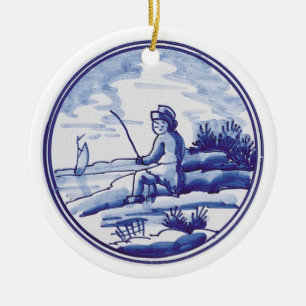 Traditionele blauwe tegel in Nederland Keramisch Ornament