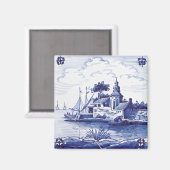 Traditionele blauwe tegel in Nederland Magneet (Voorkant / Achterkant)