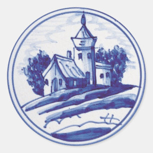 Traditionele blauwe tegel in Nederland Ronde Sticker