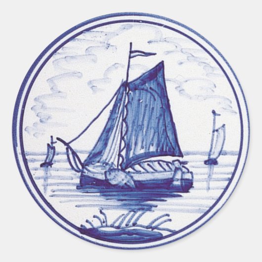 Traditionele blauwe tegel in Nederland Ronde Sticker (Voorkant)