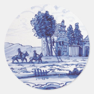 Traditionele blauwe tegel in Nederland Ronde Sticker