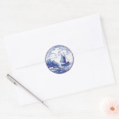 Traditionele blauwe tegel in Nederland Ronde Sticker (Envelop)