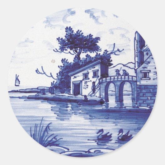 Traditionele blauwe tegel in Nederland Ronde Sticker (Voorkant)