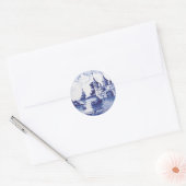 Traditionele blauwe tegel in Nederland Ronde Sticker (Envelop)