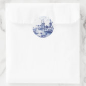 Traditionele blauwe tegel in Nederland Ronde Sticker (Tas)