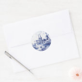 Traditionele blauwe tegel in Nederland Ronde Sticker (Envelop)