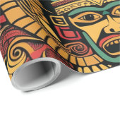 Traditionele Blauwgroen "Aztec Dream" wikkelpapier Cadeaupapier (Rol Hoek)