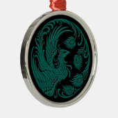 Traditionele Blauwgroen blauwe Phoenix Cirkel op z Metalen Ornament (Rechts)