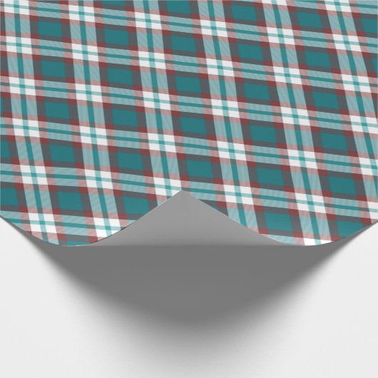 Traditionele Blauwgroen Blue Maroon Red White Plai Cadeaupapier (Hoek)