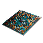 Traditionele Blauwgroen en mosterdkeramische kunst Tegeltje (Zijkant)