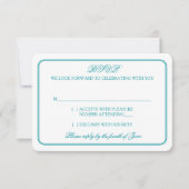 Traditionele Blauwgroen en witte bruiloft RSVP ant (Voorkant)