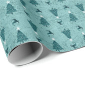 Traditionele Blauwgroen groene kerstbomen en rendi Cadeaupapier (Rol Hoek)