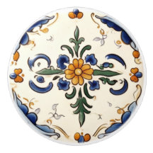Traditionele Bloem Mediterraan Blauw Cream Bloemen