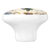 Traditionele Bloem Mediterraan Blauw Cream Bloemen Keramische Knop (Zijkant)