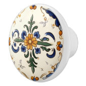 Traditionele Bloem Mediterraan Blauw Cream Bloemen Keramische Knop (Rechts)