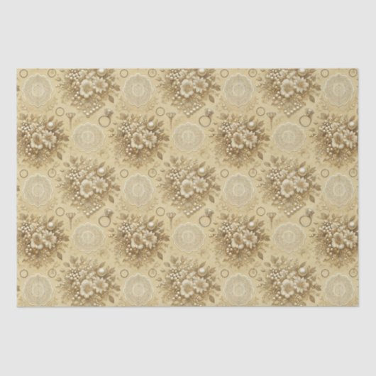 Traditionele Bloem Parels en Kant Trouwdag Tissuepapier (Voorkant)