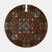 Traditionele Bloemen Paisley Bandanna Grunge Glas Ornament (Achterkant)