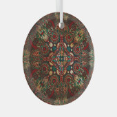 Traditionele Bloemen Paisley Bandanna Grunge Glas Ornament (Voorkant Rechts)