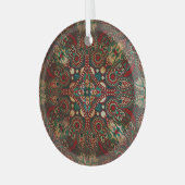 Traditionele Bloemen Paisley Bandanna Grunge Glas Ornament (Voorkant links)