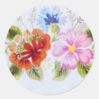 Traditionele bloemen ronde sticker