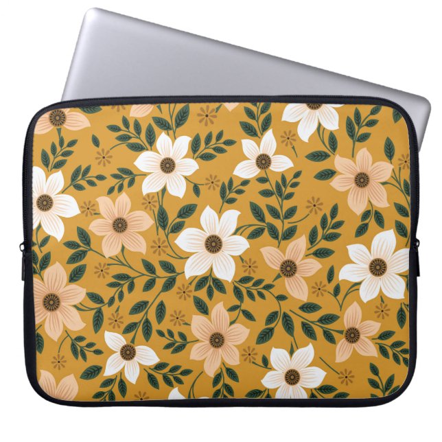 Traditionele bloemen: verzamel naadloos patroon laptop sleeve (Voorkant)