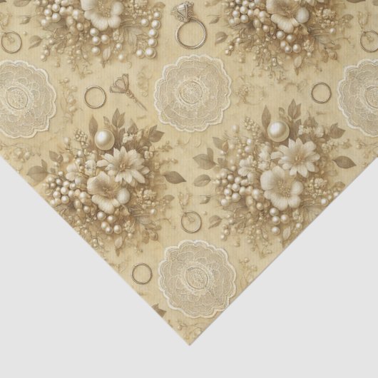 Traditionele bloemparels en kant trouwdag tissuepapier (Detail)