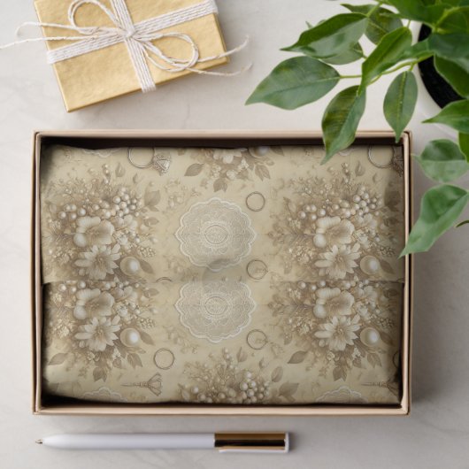 Traditionele bloemparels en kant trouwdag tissuepapier (Geschenk)