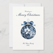 Traditionele Blue Ornament kerstvakantie Kaart (Voorkant)