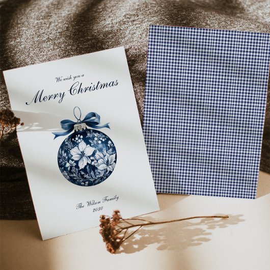 Traditionele Blue Ornament kerstvakantie Kaart