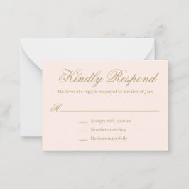 Traditionele Blush Pink formele Mini bruiloft RSVP Notitiekaartje