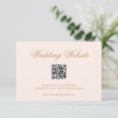 Traditionele Blush Pink formele QR-code bruiloft Informatiekaartje (Staand voorkant)
