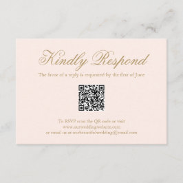 Traditionele Blush Pink formele QR-code bruiloft RSVP Kaartje