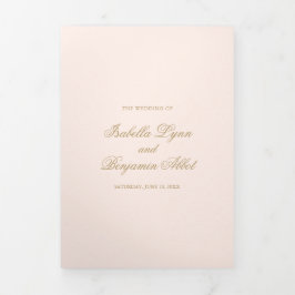 Traditionele Blush Roze Formele Elegante Huwelijk Drieluik Uitnodiging