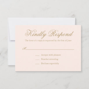 Traditionele Blush Roze Formele Elegante Huwelijk RSVP Kaartje