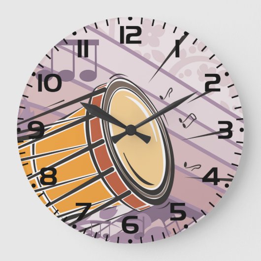 Traditionele Bongo Drum met Muzieknoten Grote Klok (Voorkant)