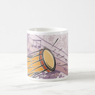 Traditionele Bongo Drum met Muzieknoten Koffiemok