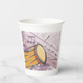 Traditionele Bongo Drum met Muzieknoten Papieren Bekers (Voorkant)